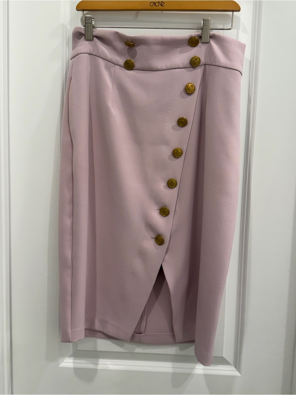 New York & Company Pastel Pink Button-Front Pencil Skirt